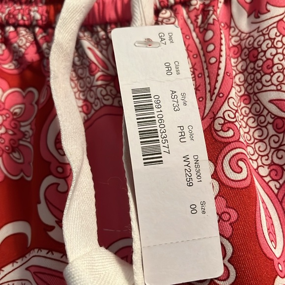 NWT, 00, Jcrew paisley pant with pockets white satin around leg opening and side - Picture 6 of 6